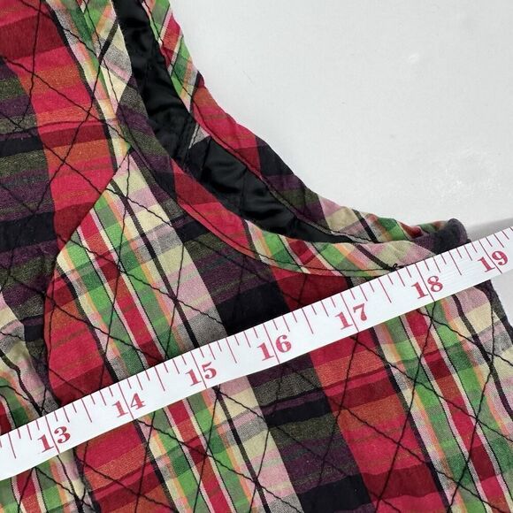 Christopher & Banks Quilted Plaid Snap Up Vest Red Multi Women's Size Medium - Picture 12 of 13